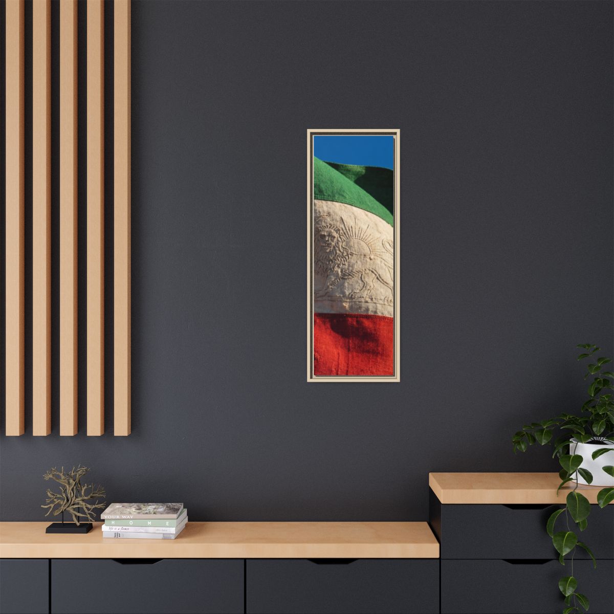 Framed Canvas Art - Distressed Flag — Natural / 1.25"