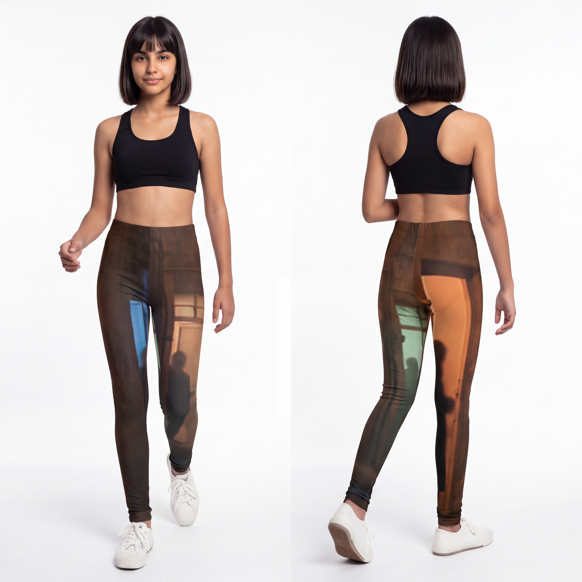 Youth Leggings - Shadowed Alleyway Mystery Art Print |...