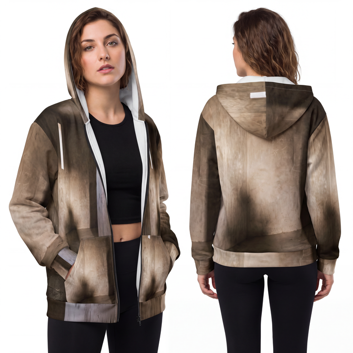 Unisex-Zip-Hoodie, Damen – Zitadellenstein mit Lichtstrahl