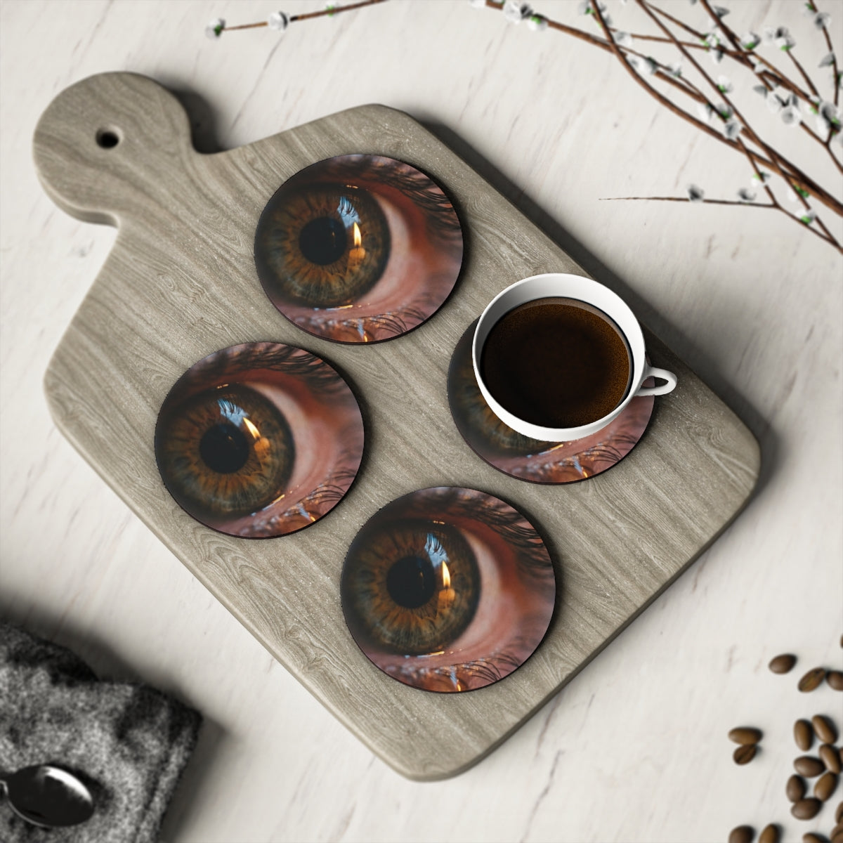 Coasters - Amber Iris Reflection Fine Art Print (1 & 4 pcs)...