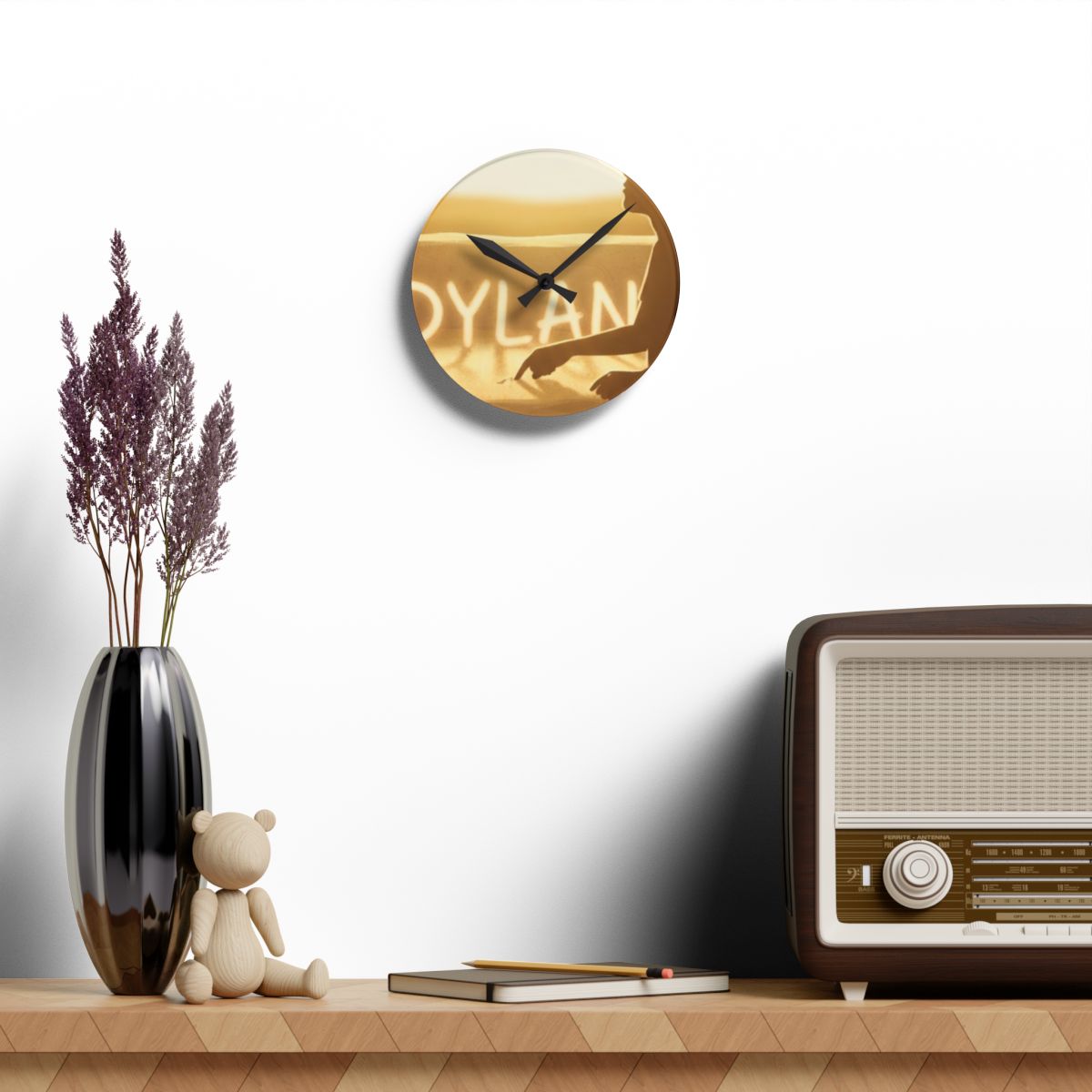 Acrylic Wall Clock - Luminous Golden Time | Echovira Gallery