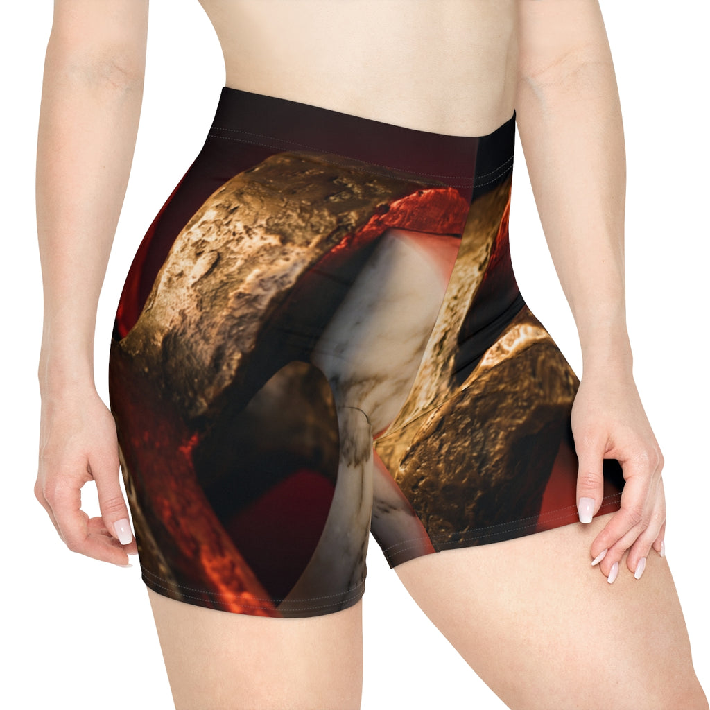 Women's Biker Shorts - Bronze Marble | Echovira Gallery