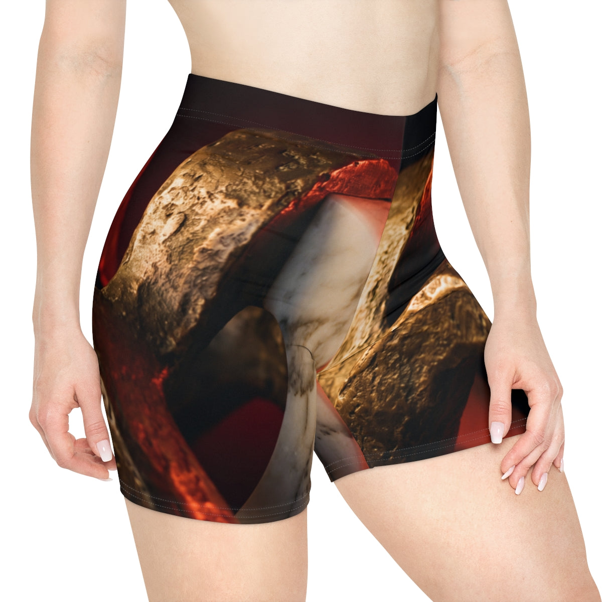 Women's Biker Shorts - Bronze Marble | Echovira Gallery