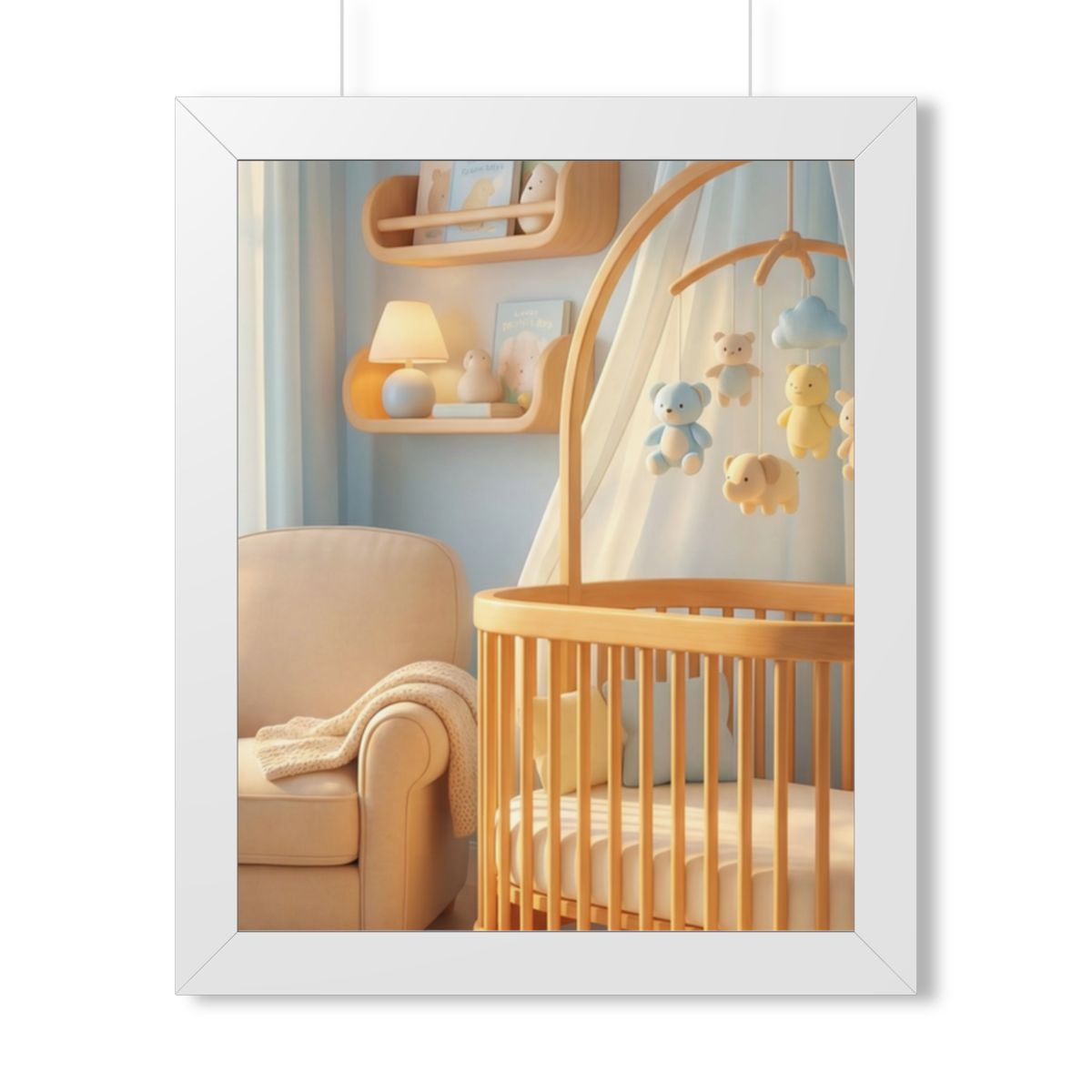 Framed Vertical Poster - Dreamy Serene Nursery Art — White...