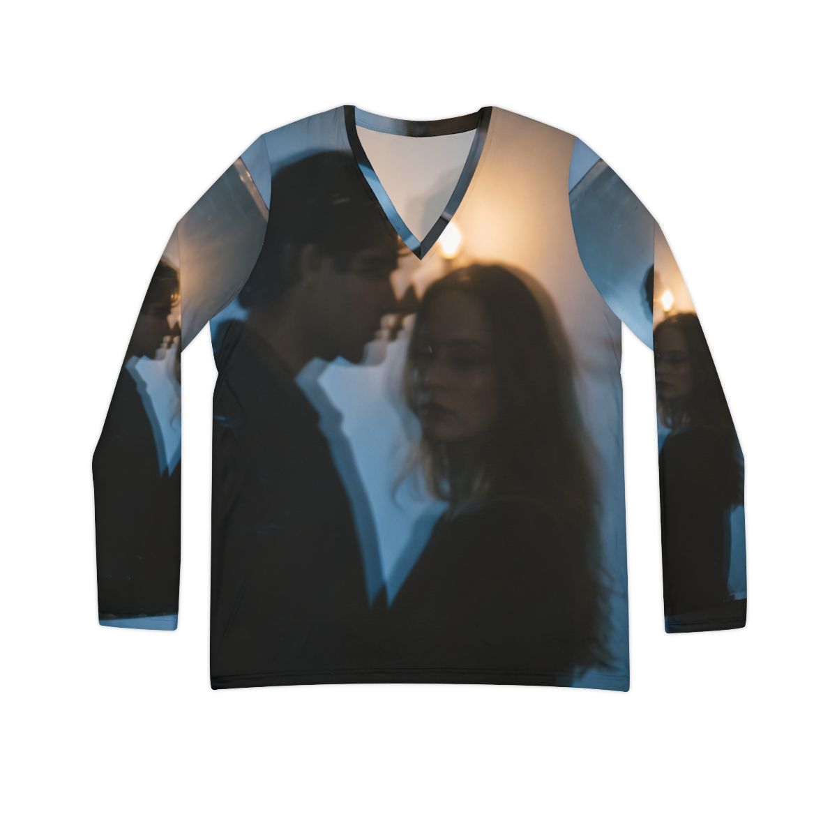 Women's Long Sleeve V-neck Shirt - Midnight Reflections Long...