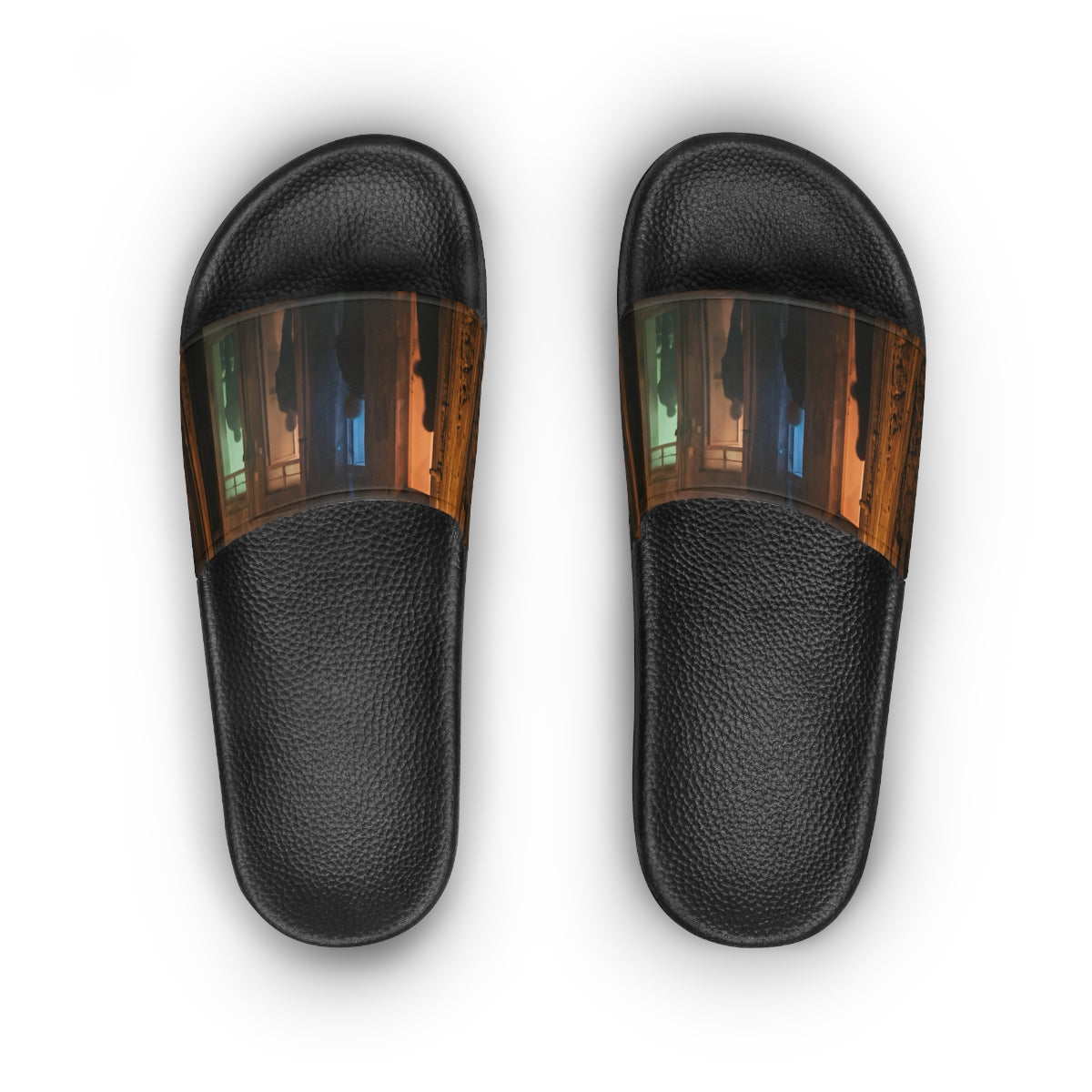 Women's Slide Sandals - Shadowed Alleyway Mystery Art Print...