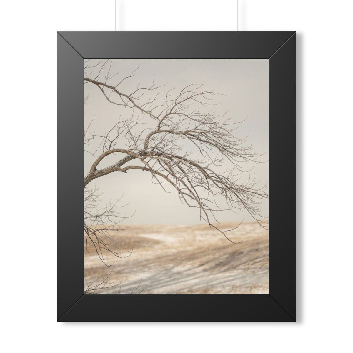 Framed Vertical Poster - Winter Branch Solitude Landscape —...
