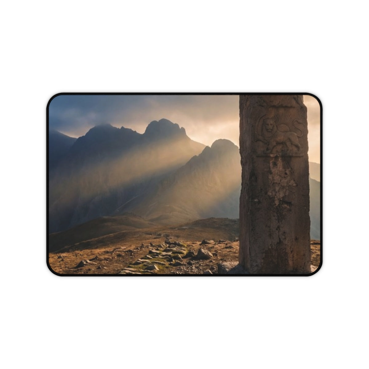 Desk Mat - Mystic Monolith Ancient Persian Mountain Art |...