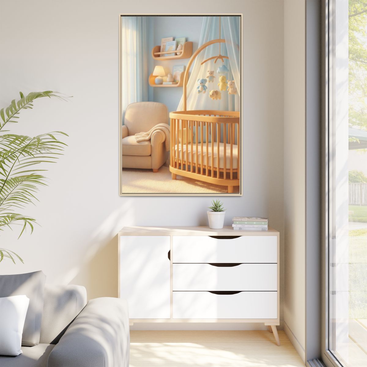 Matte Canvas, Framed - Dreamy Serene Nursery Art — Natural /...