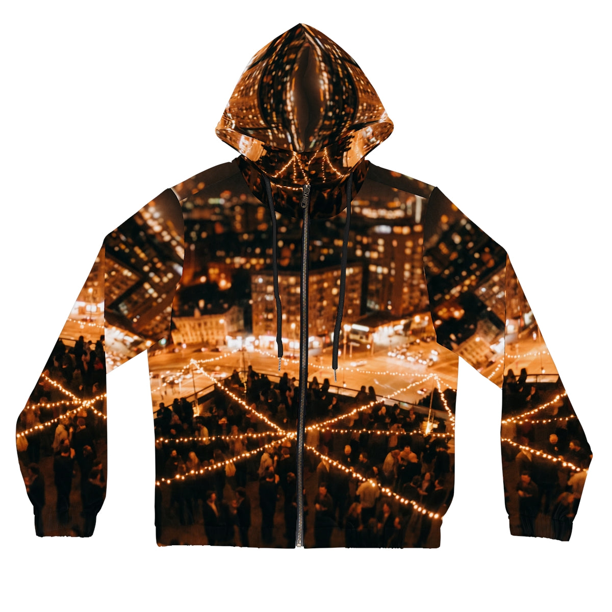 Women's Full-Zip Hoodie - Cozy Rooftop Skyline | Echovira...