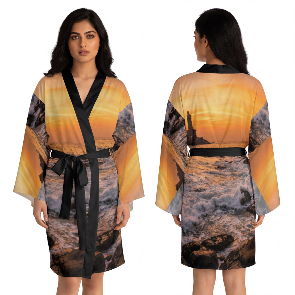 Long Sleeve Kimono Robe - Coastal Sunset