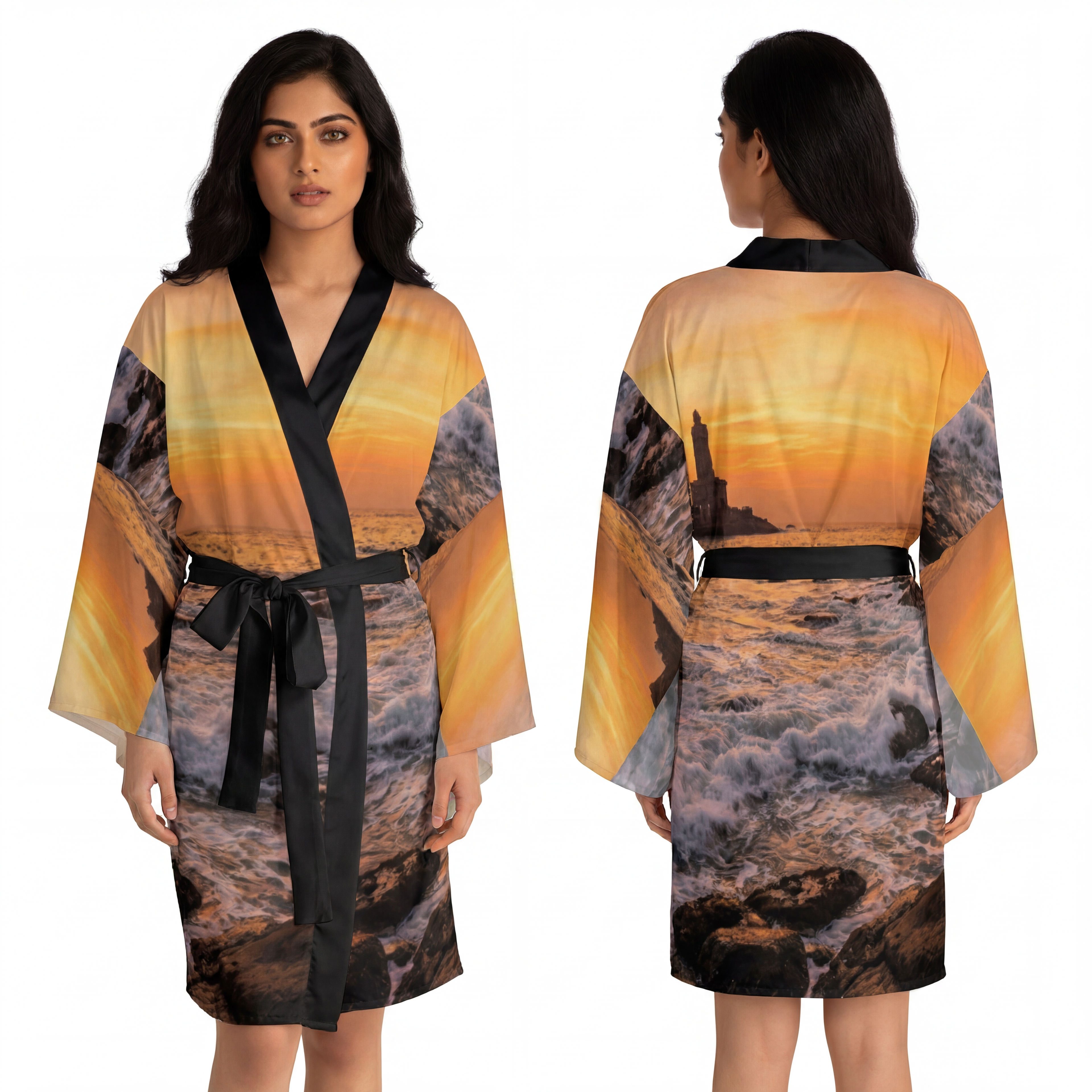 Long Sleeve Kimono Robe - Coastal Sunset
