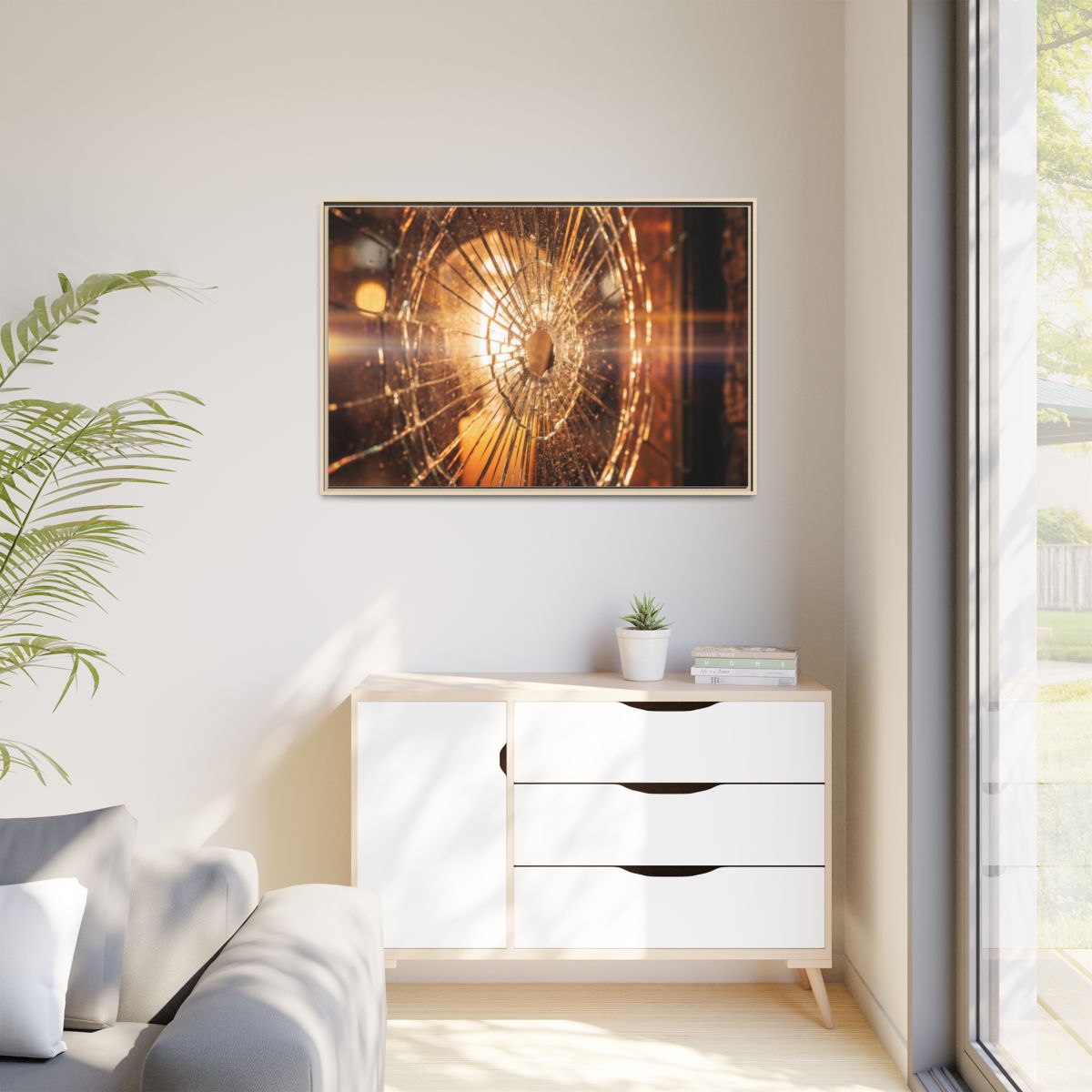 Matte Canvas, Framed - Golden Fractured Art — Natural /... |...