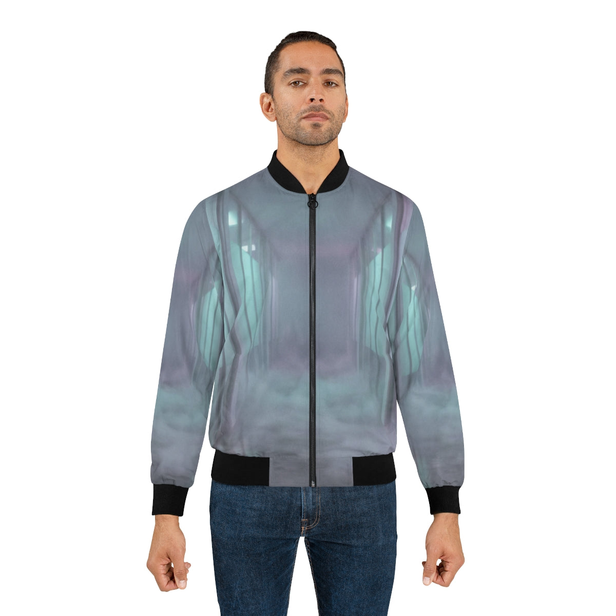 Men's Bomber Jacket - Liminal Corridor Fog Art Print |...