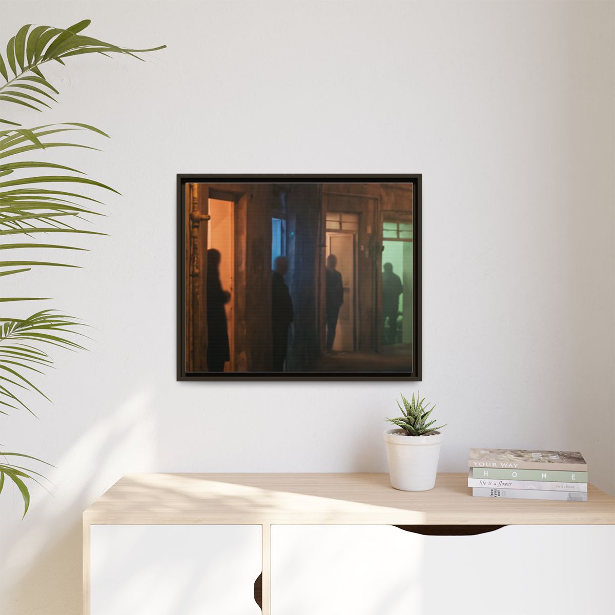 Matte Canvas, Framed - Shadowed Alleyway Mystery Art Print...
