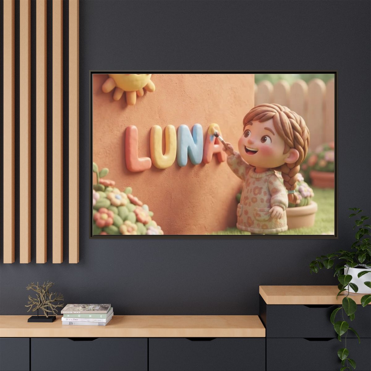 Matte Canvas Framed - Luna Sunshine Clay — Espresso / 1.25"...