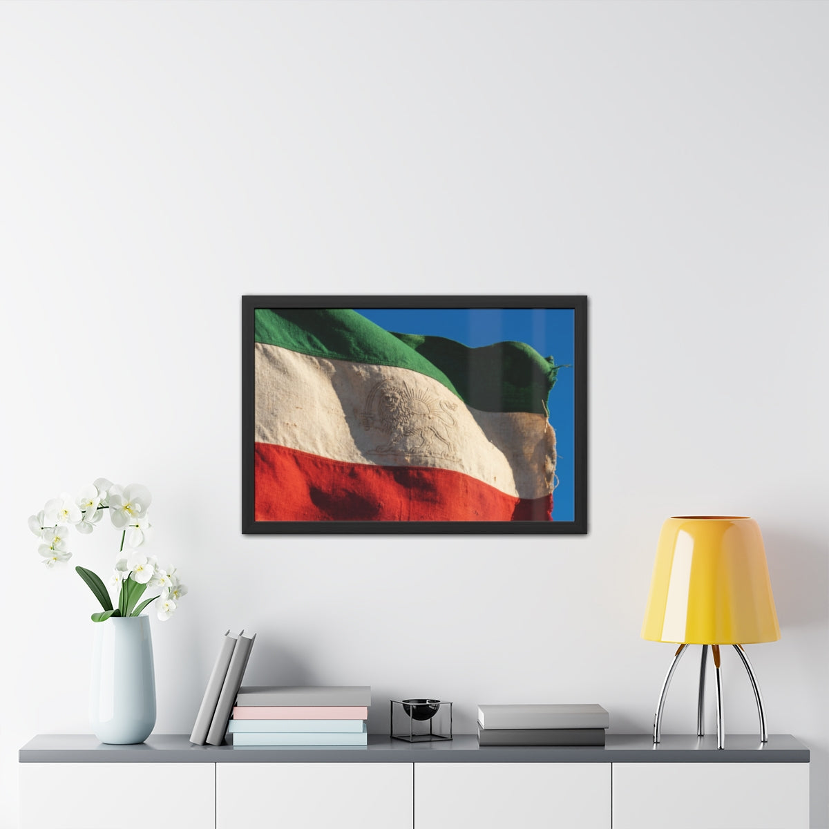 Framed Posters - Vintage Persian Lion and Sun Heritage Flag...