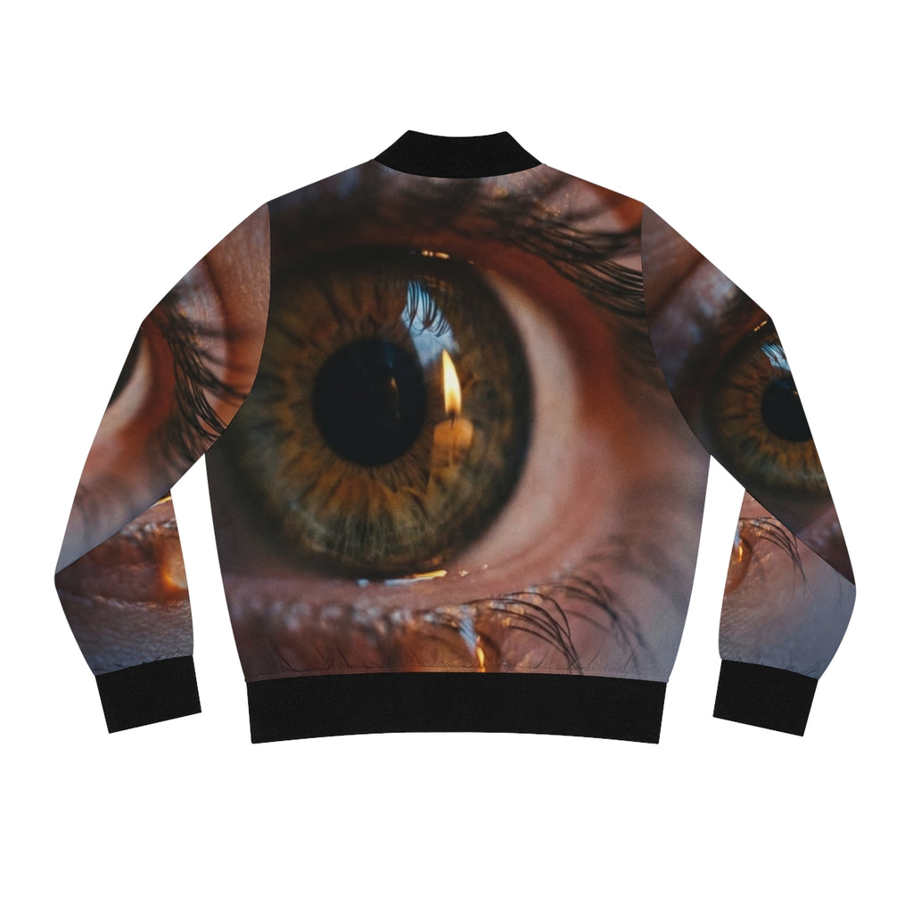 Women's Bomber Jacket - Amber Iris Reflection Fine Art Print...