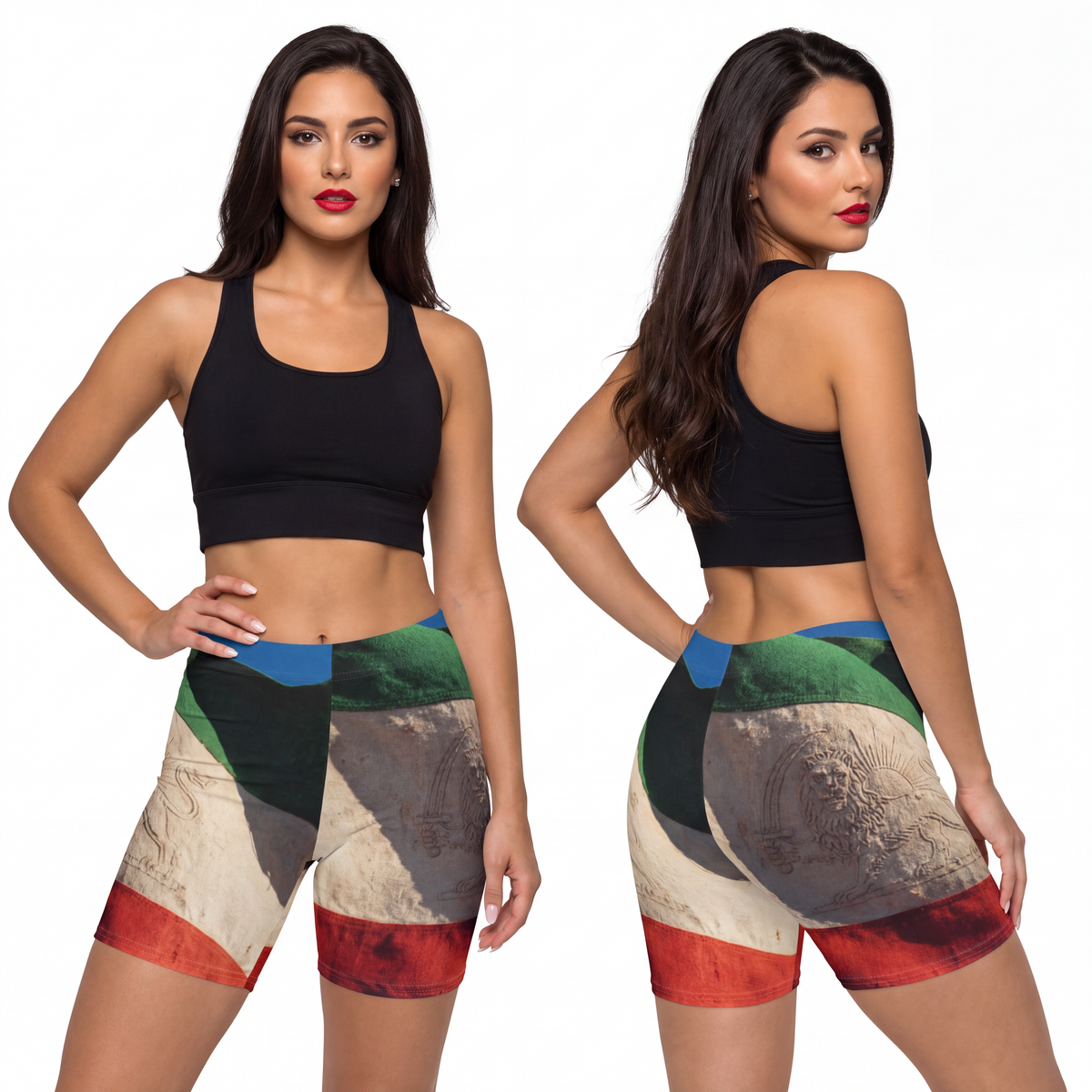 Women's Biker Shorts - Vintage Persian Lion and Sun Flag Art...