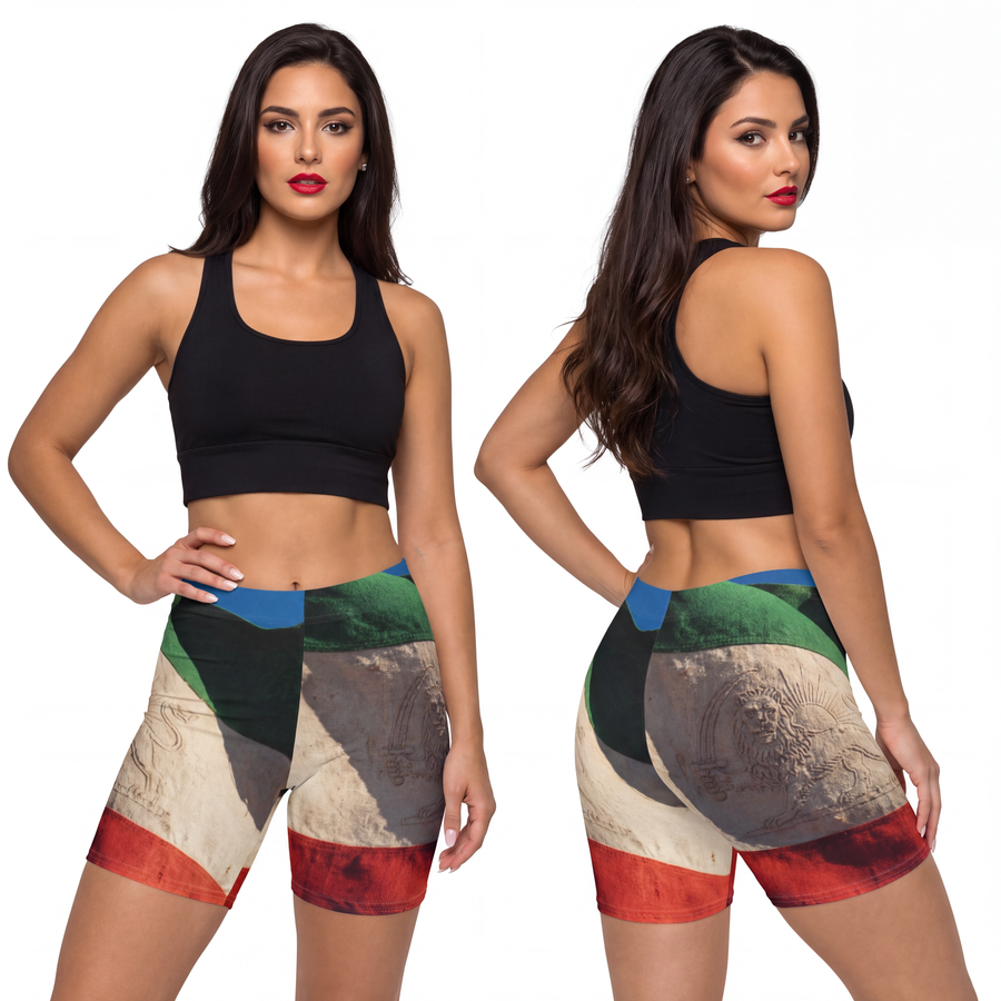Women's Biker Shorts - Vintage Persian Lion and Sun Flag Art
