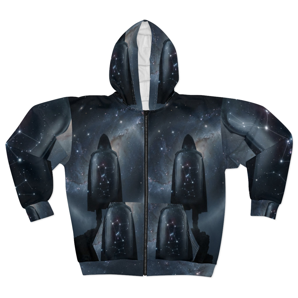 Unisex Zip Hoodie - Cosmic Sentinel Orion Constellation Art...