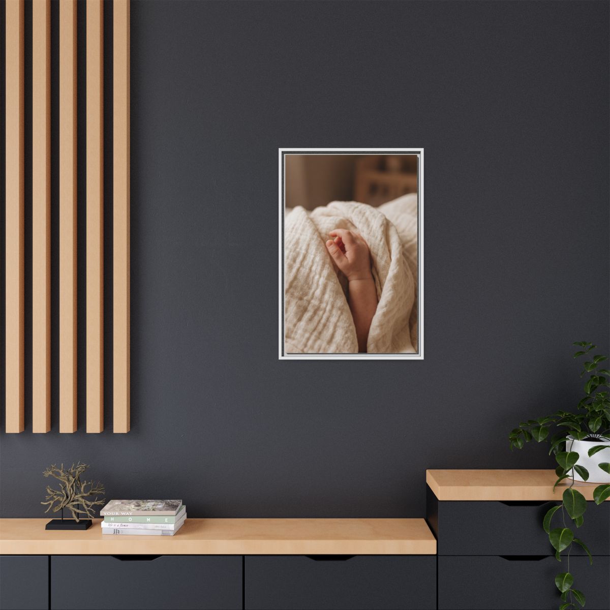 Framed Matte Canvas - Tender Newborn Hand (8×10, 9×12... |...