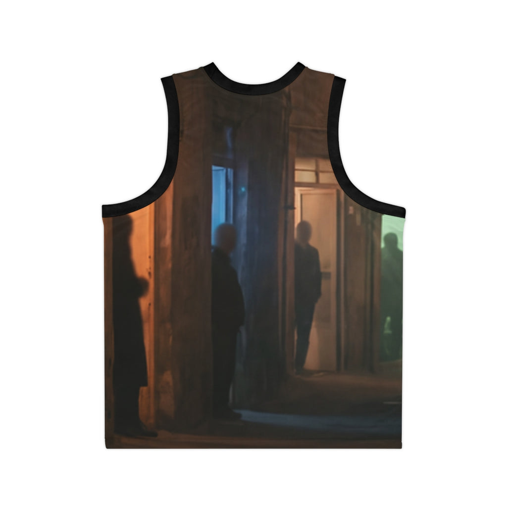 Unisex Basketball Jersey - Shadowed Alleyway Mystery Art......