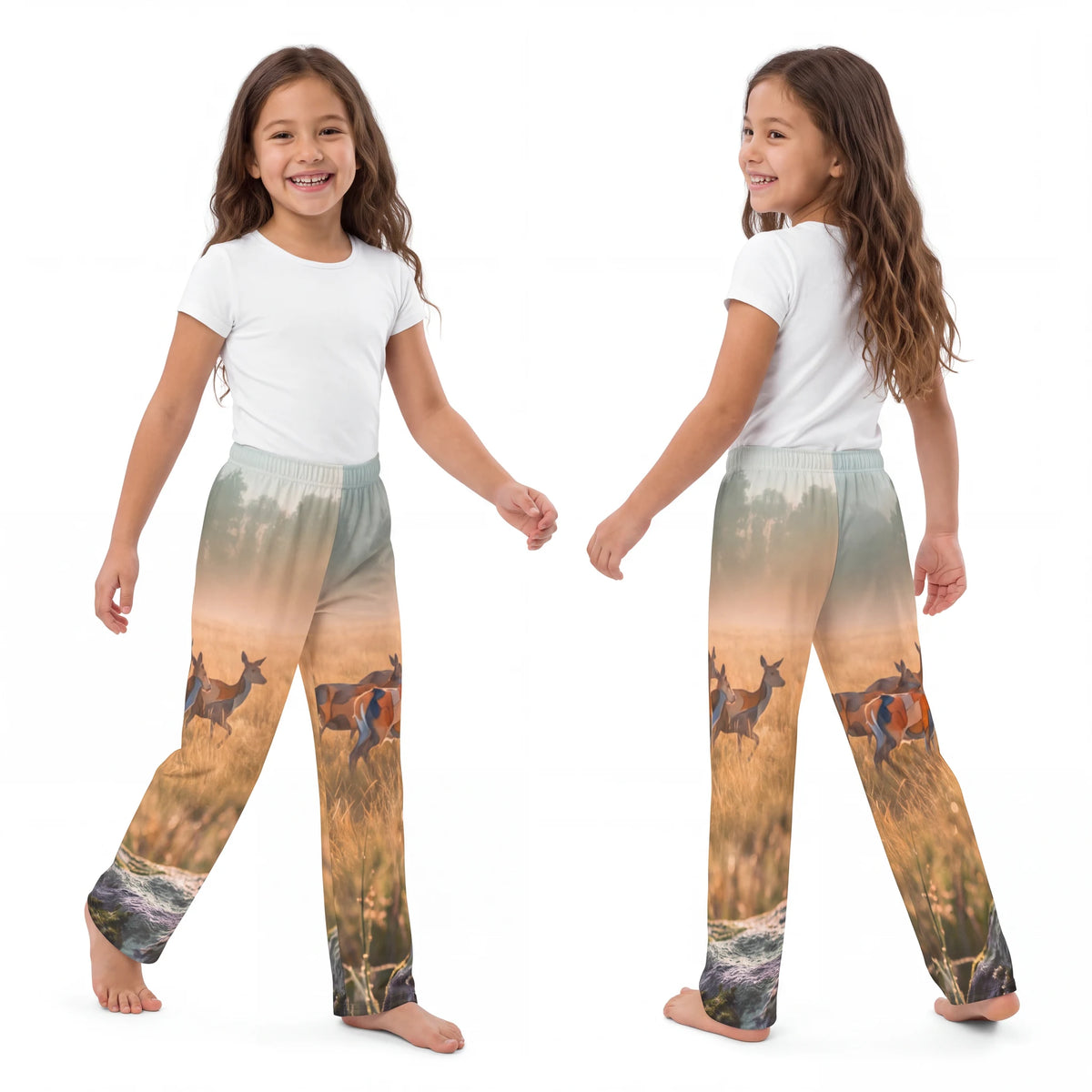 Pantalon d'intérieur enfant motif cerf et prairie