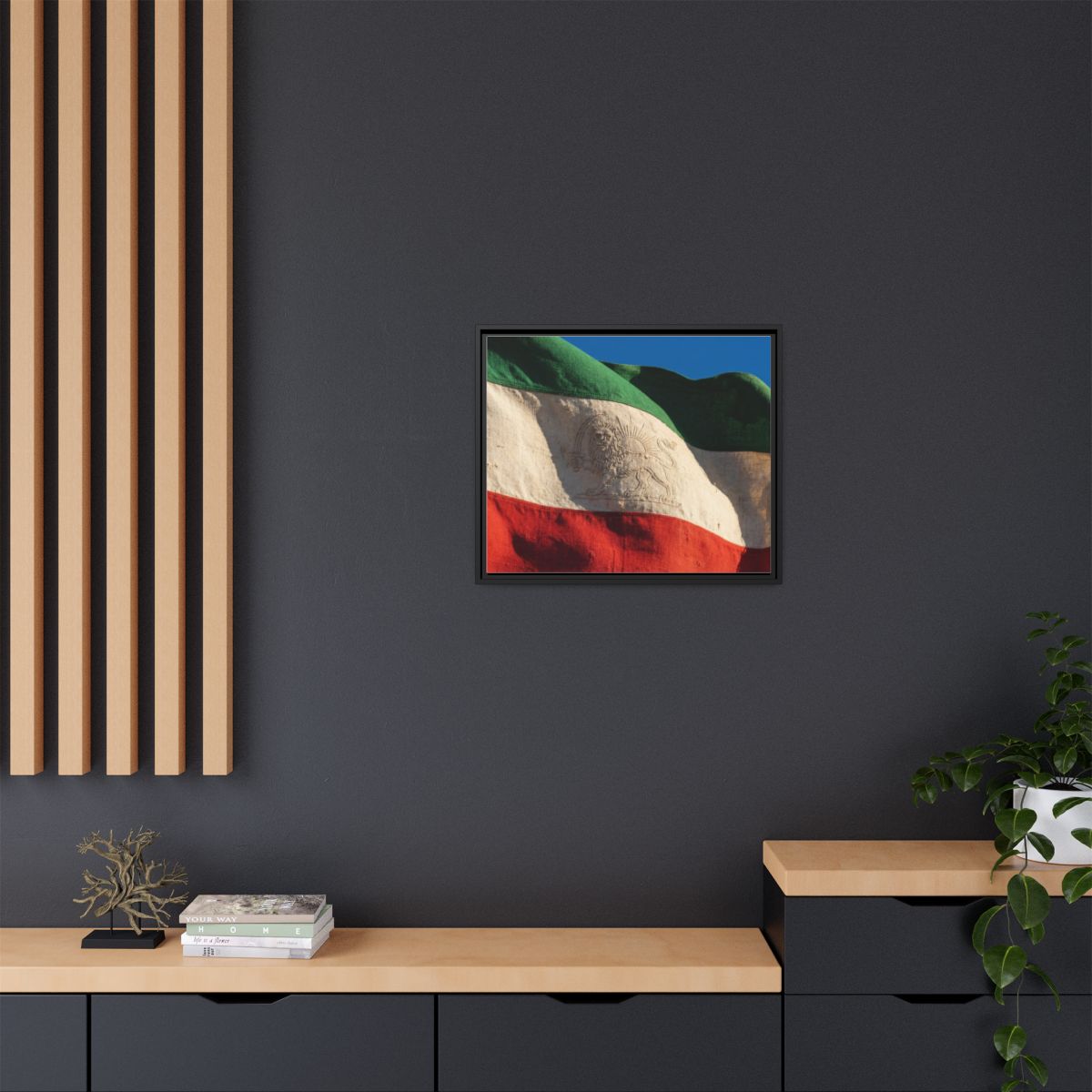 Framed Canvas Art - Distressed Flag — Black / 1.25"