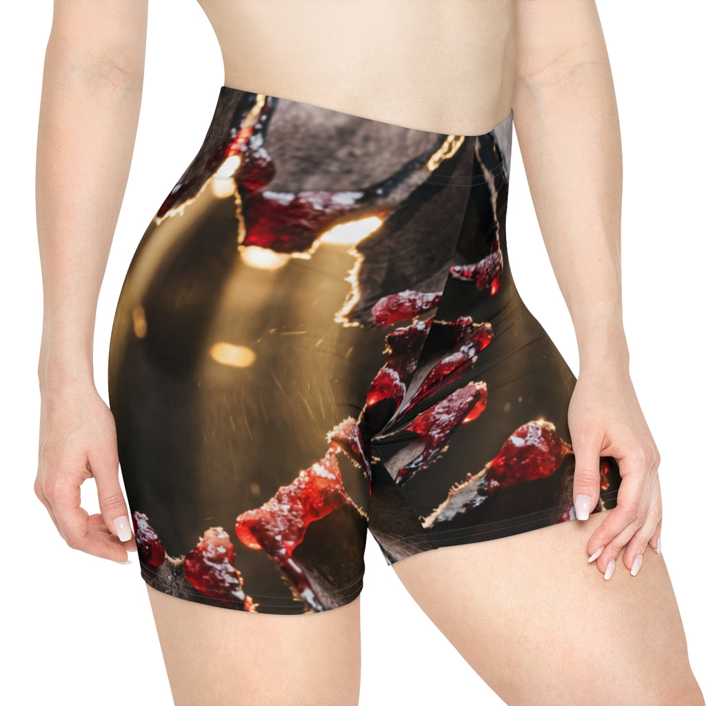 Women's Biker Shorts - Crimson Flare | Echovira Gallery