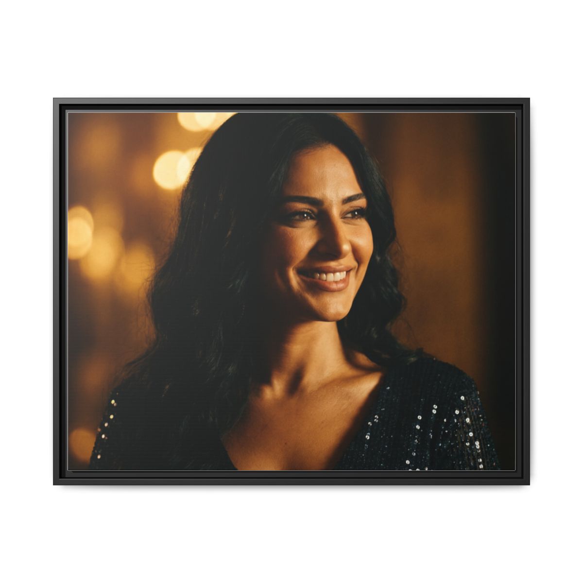 Framed Canvas Art - Golden Glamour — Black / 1.25"
