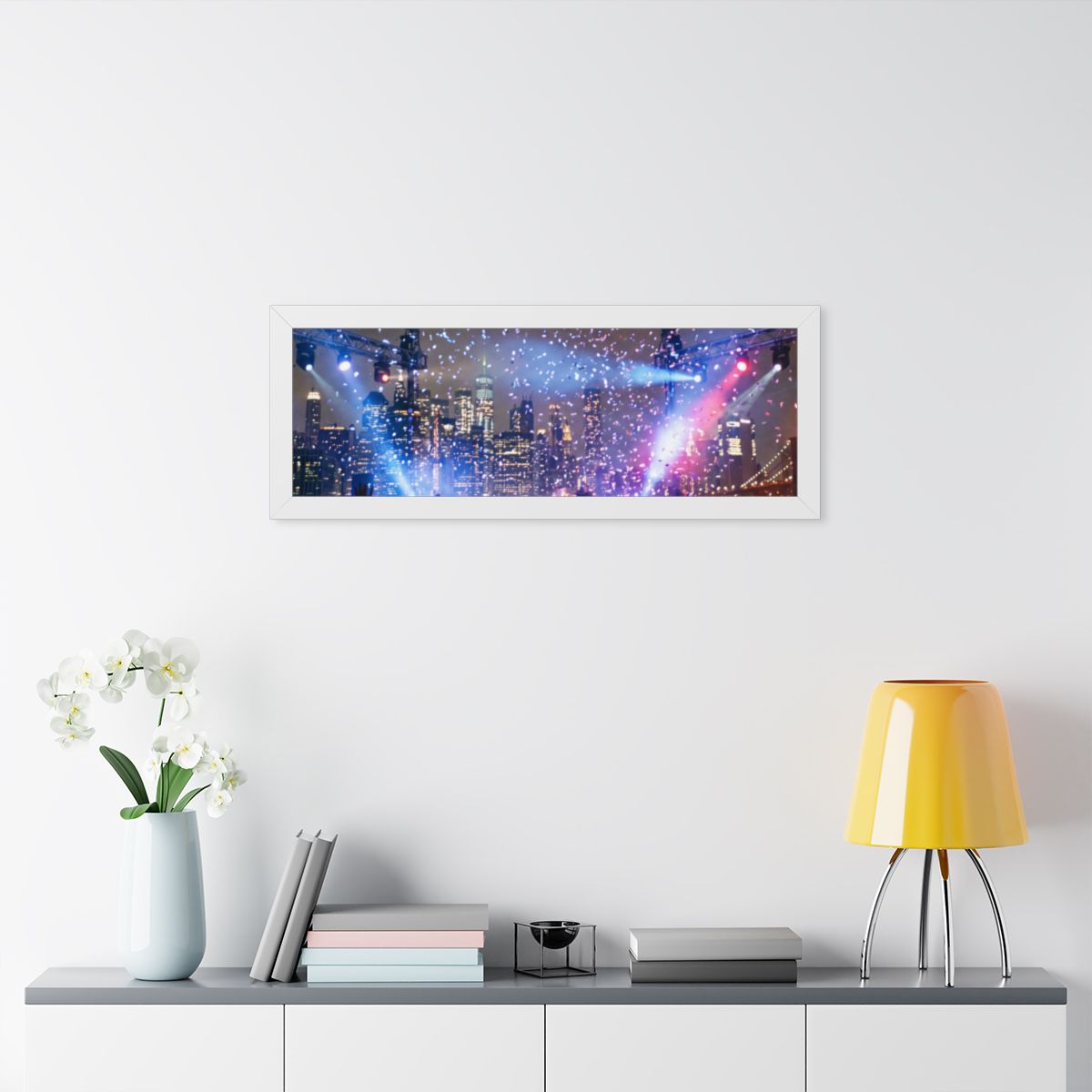 Framed Horizontal Poster - City Skyline Festival Euphoria......