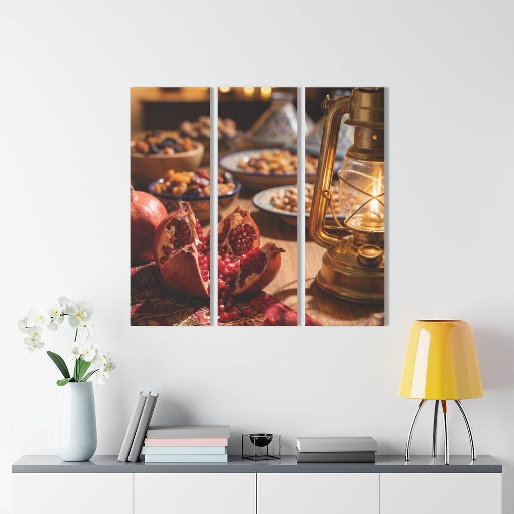 Acrylic Prints Triptych - Oasis Pomegranate — Portrait |...