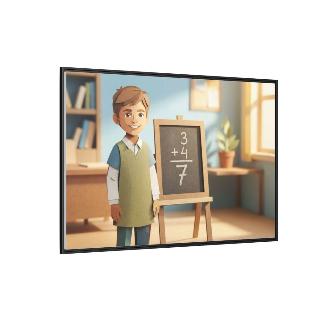 Matte Canvas Framed - Classroom Math Paper Art — Black /......