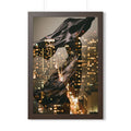 Framed Vertical Poster - Nocturnal City Metamorphosis Art —...