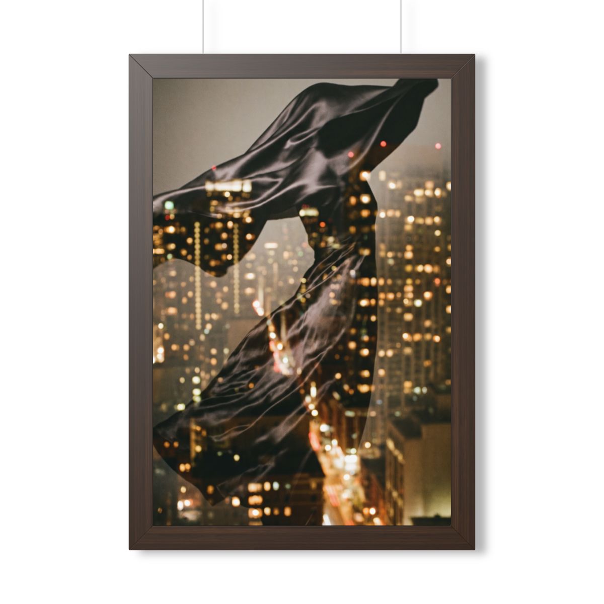Framed Vertical Poster - Nocturnal City Metamorphosis Art —...
