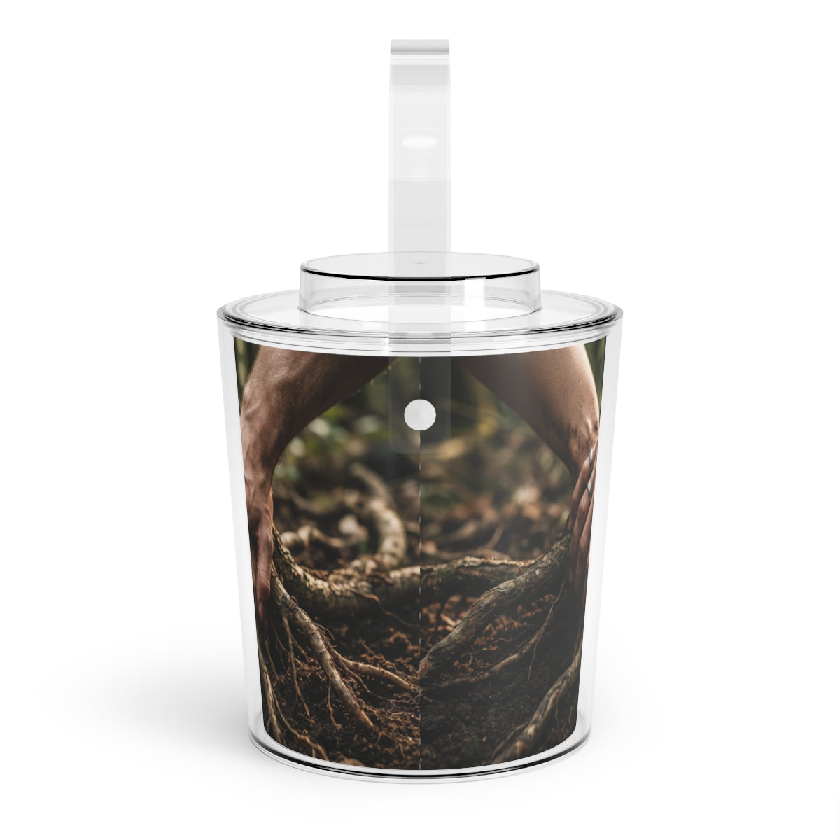 Ice Bucket with Tongs Earthy Forest Roots