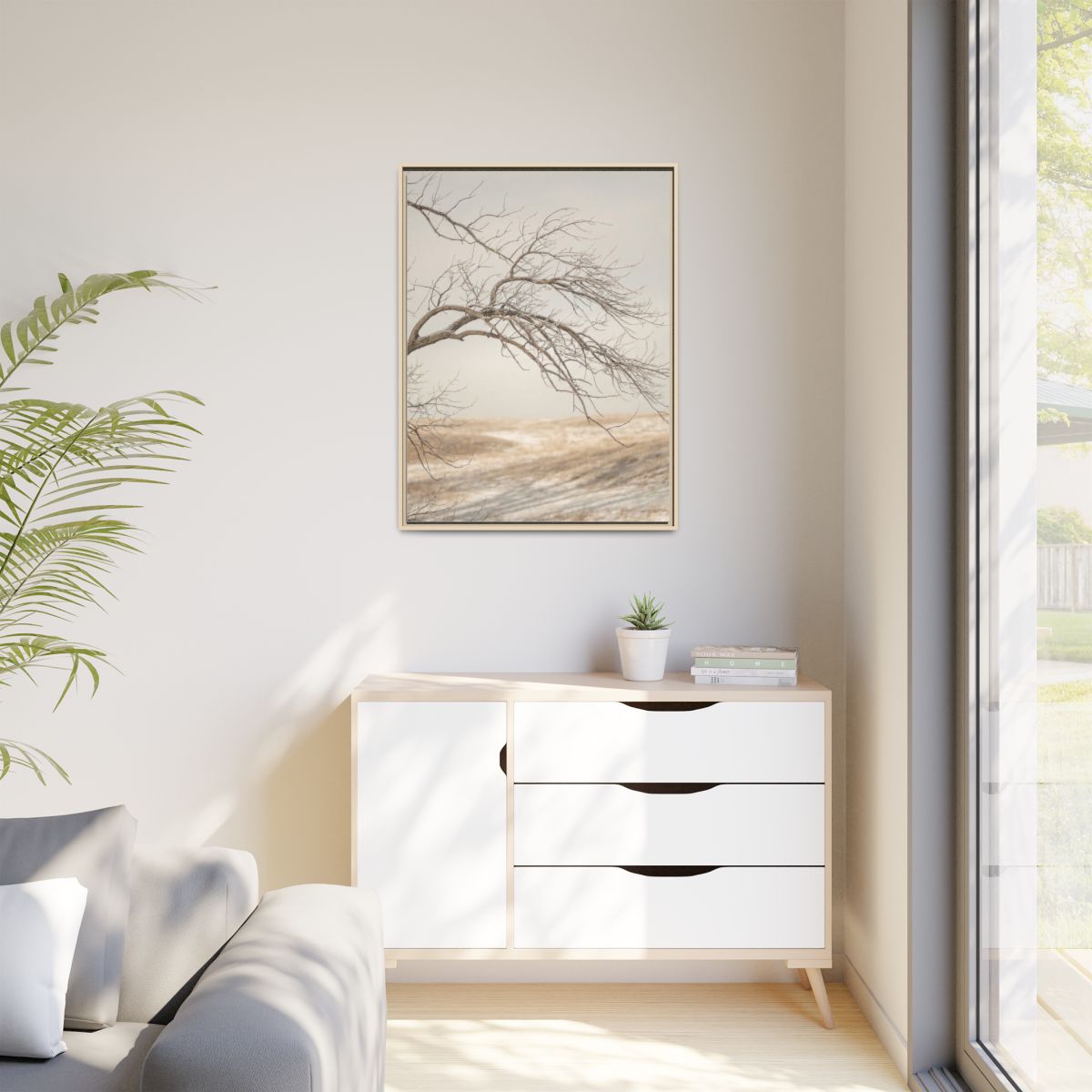 Matte Canvas, Framed - Winter Branch Solitude Landscape —......