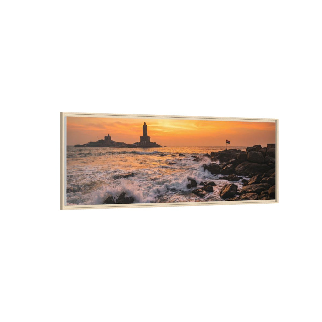 Framed Canvas - Golden Coast Dawn — Natural / 1.25"
