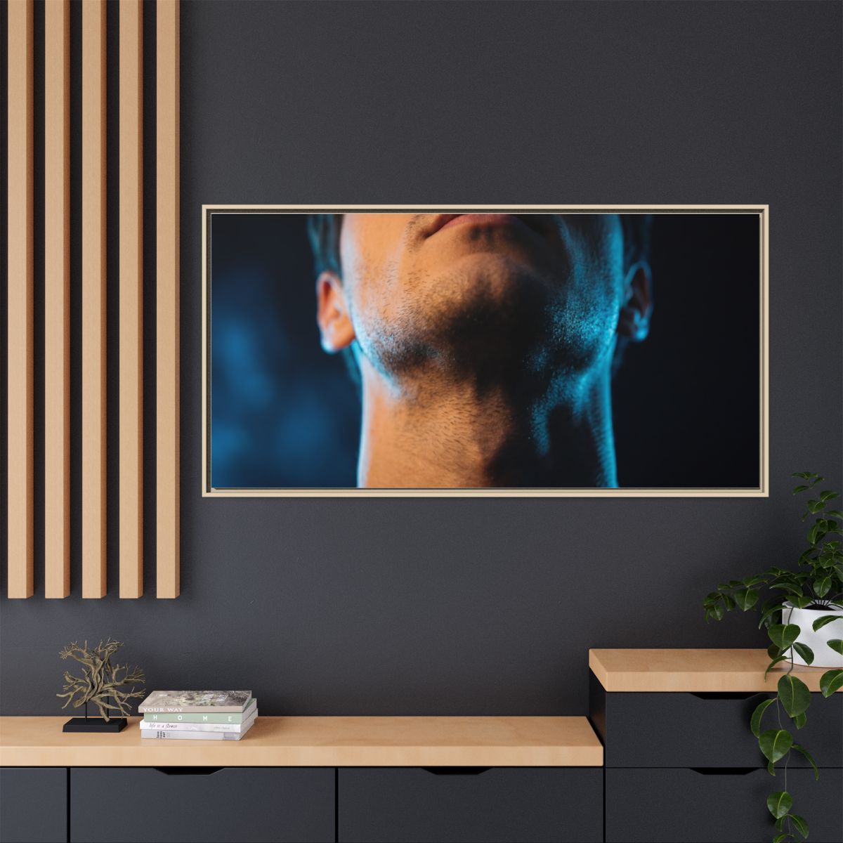 Matte Canvas, Framed - Neon Shadows Cinematic Portrait Art...