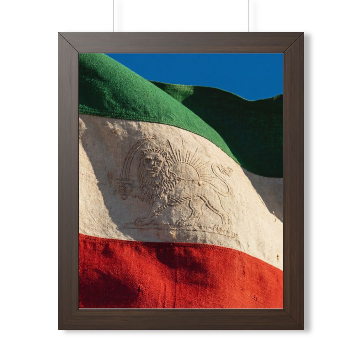 Framed Vertical Poster - Vintage Persian Lion and Sun Flag...
