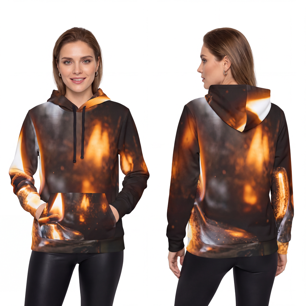 Athletic Hoodie - Embers & Chrome Moody Matchlight Art |...