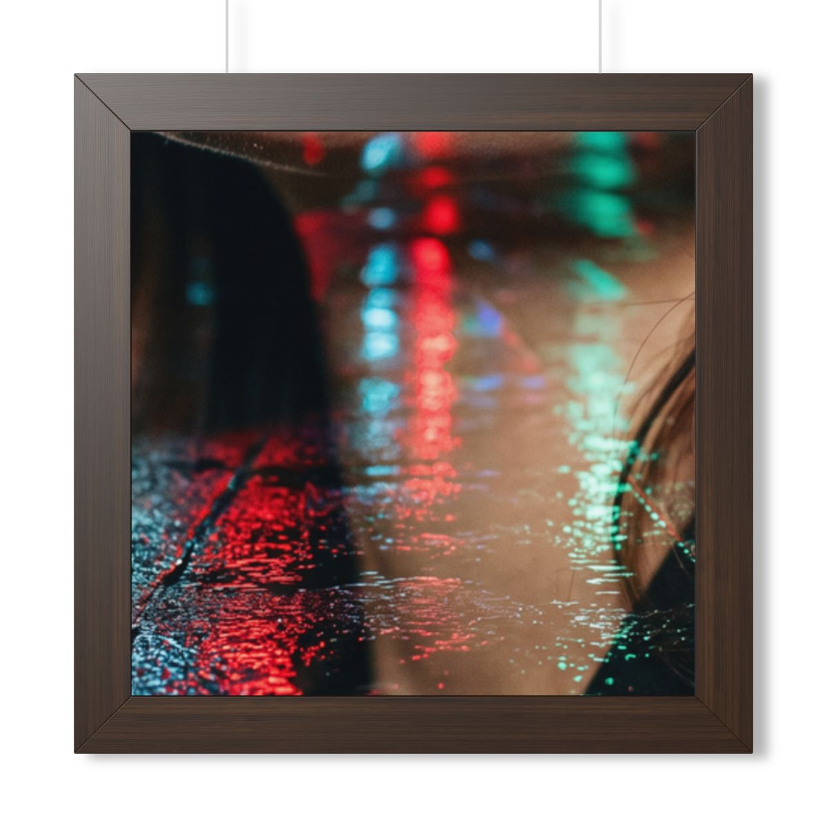 Framed Horizontal Poster - Neon Dreams Rain Portrait —... |...