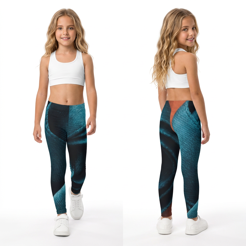 Kids Leggings with Minimalist Ribbon Art