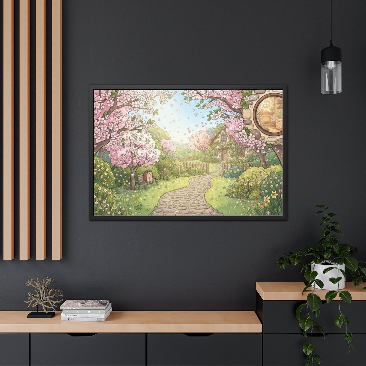 Framed Posters - Blossom Grove Cottagecore Art — Landscape...