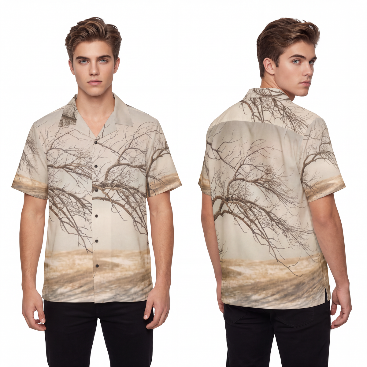 Men's Hawaiian Shirt - Winter Branch Solitude Landscape |...
