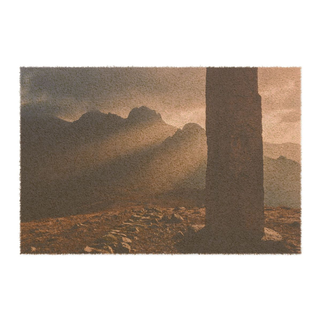 Doormat - Mystic Monolith Ancient Persian Mountain Art |...