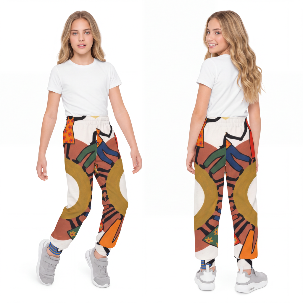 Youth Joggers - Unity Mandala Folk Art | Echovira Gallery