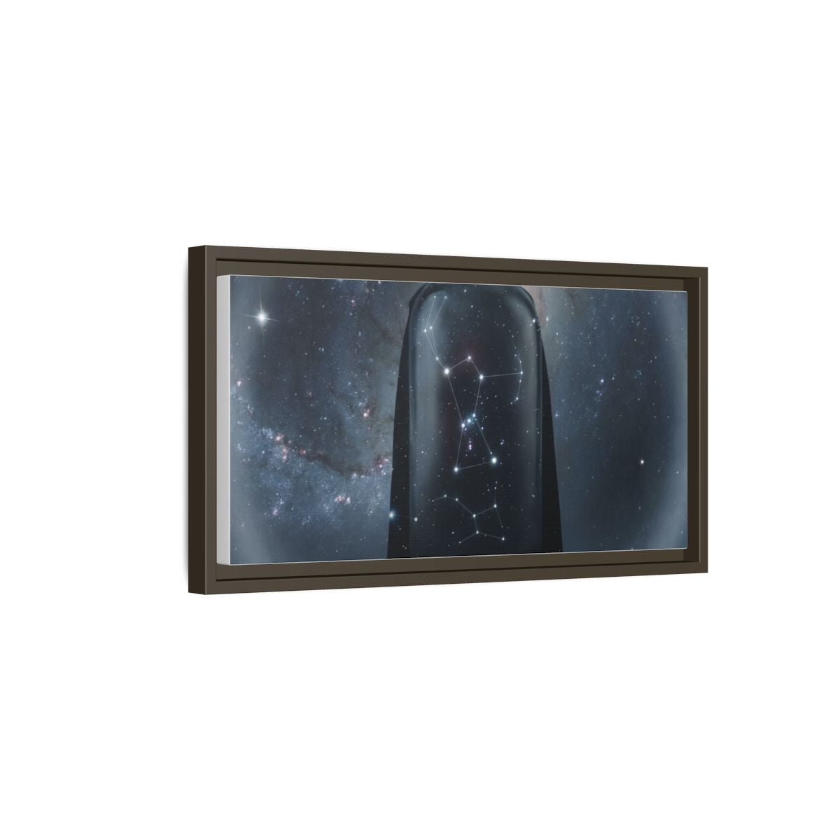 Framed Matte Canvas - Cosmic Sentinel — Espresso / 1.25" (10×8, 12×9, 14×11, 16×12, 20×10, 18×12, 20×16, 24×16, 24×18, 36×12, 24×20, 32×16, 30×20, 30×24, 32×24, 48×16, 36×24, 48×24, 40×30, 60×20, 48×32, 60×30 & 60×40)