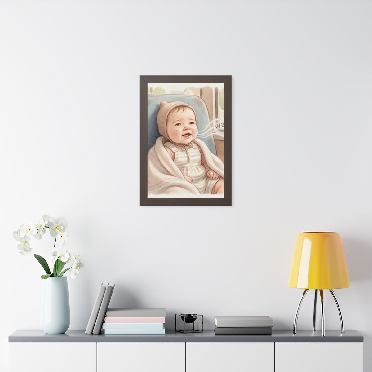 Framed Vertical Poster - Sweet Baby — Walnut (11×14, 12×16...